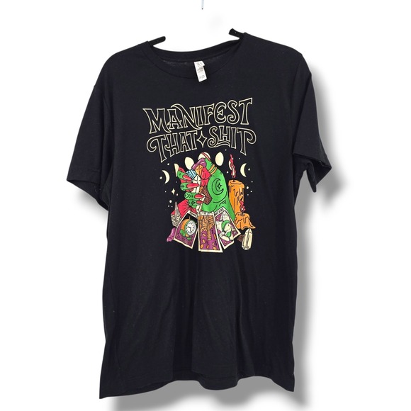 Bella Canvas Graphic Tee Manifest That‎ Shit Witchy Tarot Black L - Picture 1 of 9
